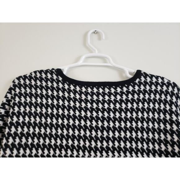 (N5) Y2K Carolyn Taylor Womens Sweater Size XL Dolman Houndstooth Pullover Black - Picture 6 of 8